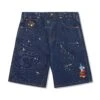 Sorcerer Baggy Denim Shorts, Dark Indigo Bleach Splatter -Classic Men Wear Shop SorcererBaggyDenimShortsDarkIndigoBleachSplatter1