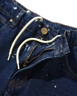 Sorcerer Baggy Denim Shorts, Dark Indigo Bleach Splatter -Classic Men Wear Shop SorcererBaggyDenimShortsDarkIndigoBleachSplatter52